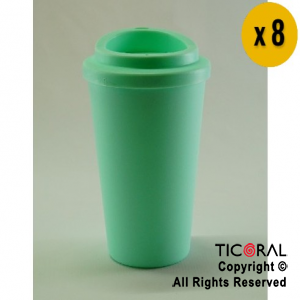 VASO TERMICO CAFE VERDE PASTEL 300 CC X 8